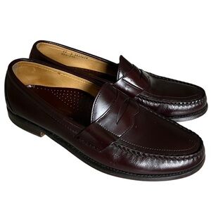 SEBAGO Penny Loafers Dan Shoes 11 D Handsewn in USA Burgundy Lacquer Leather